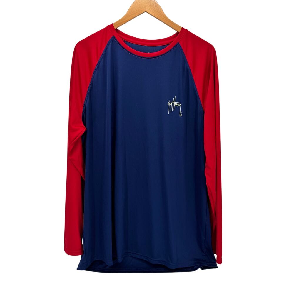 Guy Harvey Shirt Mens XXL 2XL Blue Red Long Sleeve Fishing‎ Outdoor Activewear